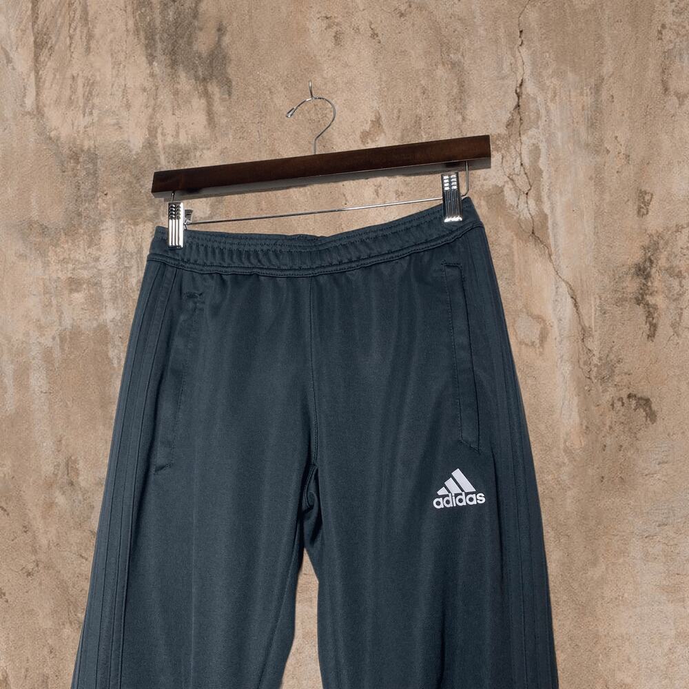 Vintage Y2K Adidas Joggers Mens XS Soccer Fit Grey Sweatpants White Logo